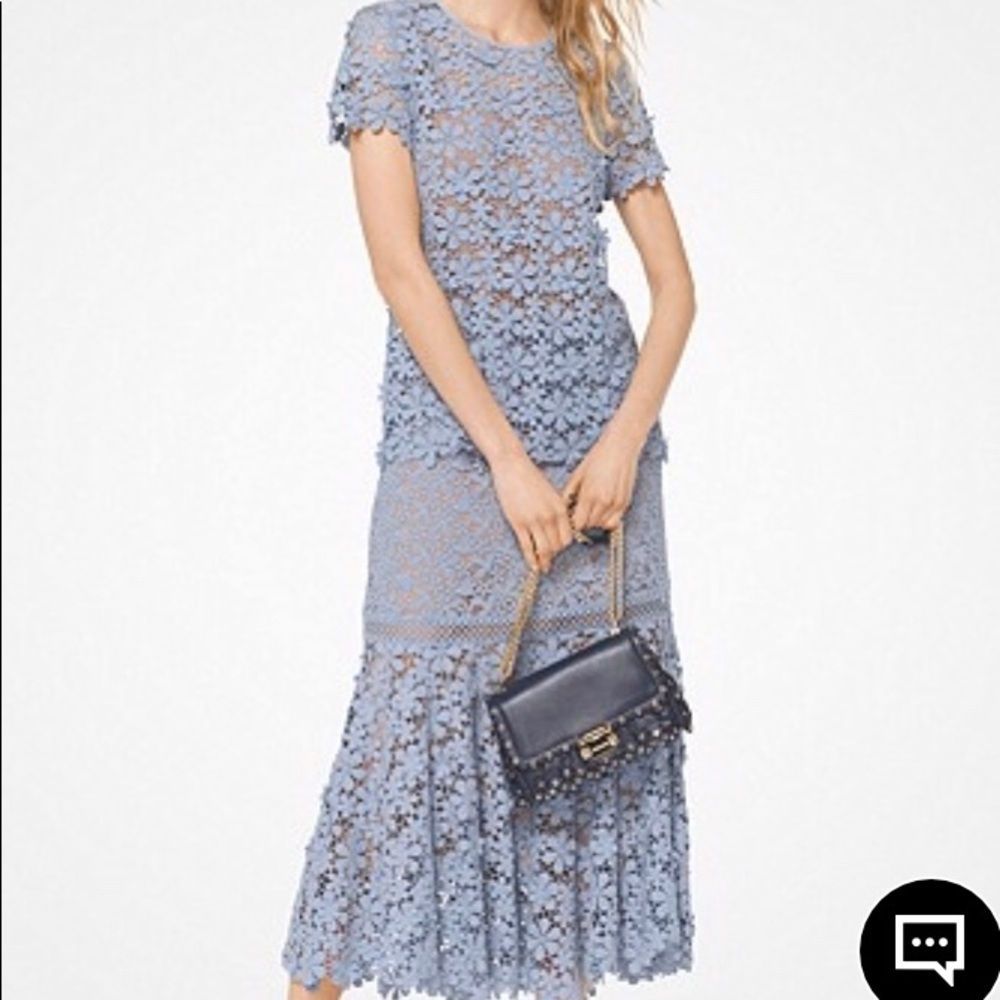 Michael KORS light blue lace blouse/matching skirt